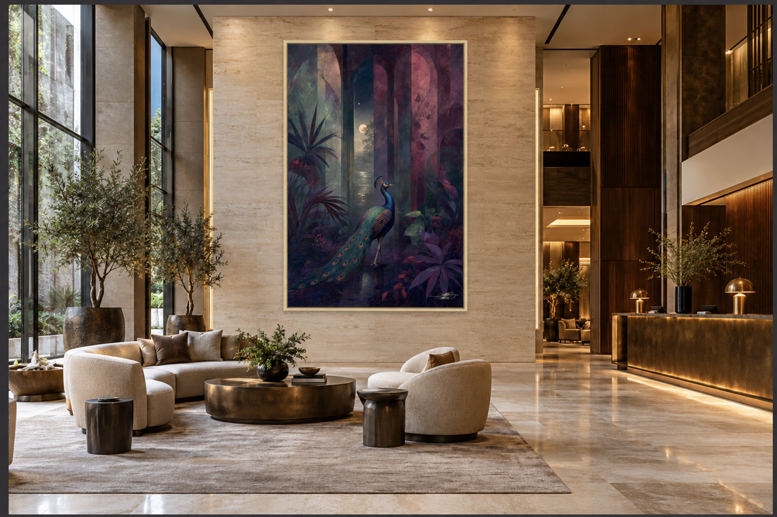 AMVIA artwork displayed in a hotel interior