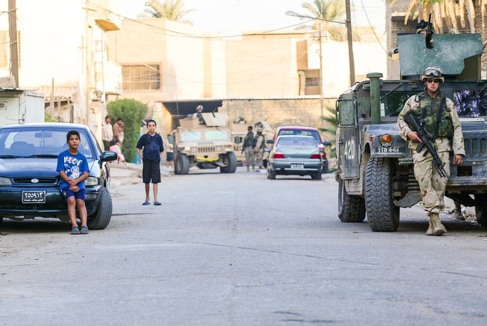 Civilian and military life on a street
