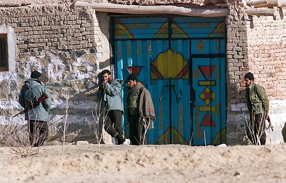 Soldiers outside a building